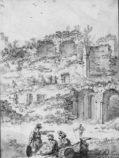 Jean-Baptiste Le Prince - The ruins of a palace with Roman soldiers in the foreground
