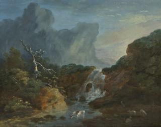 Jean-Baptiste Le Prince - Vaches s\'abreuvant au pied d\'une cascade