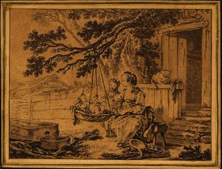 Jean-Baptiste Leprince - Two Etchings: La Nourrice and Le Berceau 5 3/16 x 7 1/16 in. (trimmed to image)