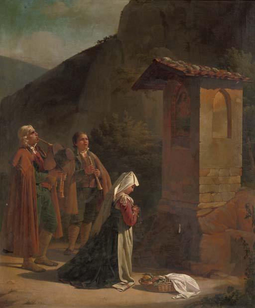 Jean Baptiste Lodewijk Maes - Musicians by a roadside chapel