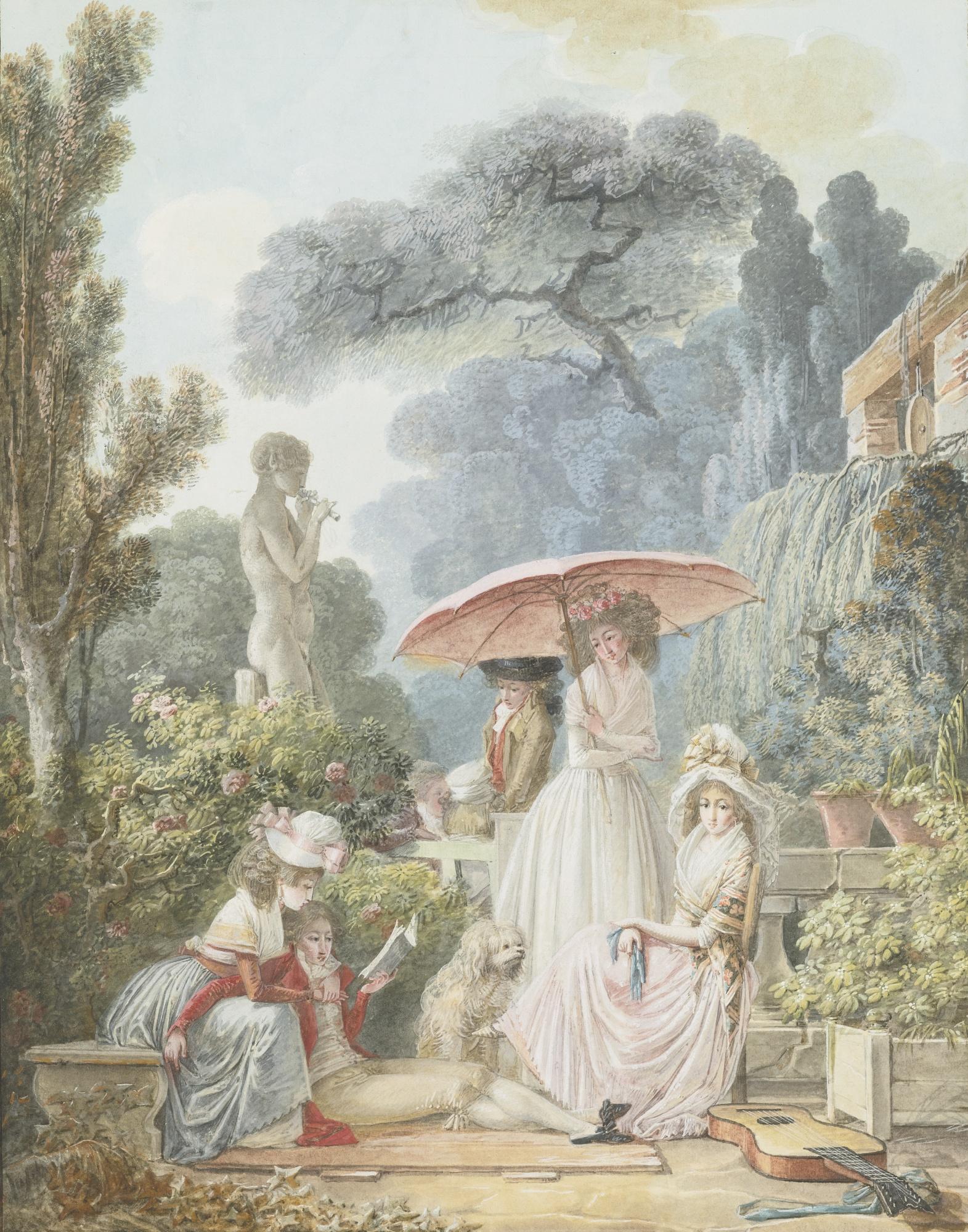 Jean-Baptiste Mallet - Elegant Figures In A Park