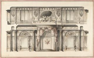 Jean-Baptiste Métivier - 3 Bll.: Fassadenentwürfe für einen Thronsaal mit dem Wappen des russischen Kaiserreiches