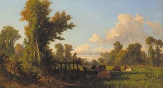Jean-Baptiste Millet - A cowherd watching over his flock in the shade