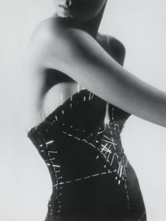 Jean-Baptiste Mondino - Veronica Webb for Azzedine Alaïa, Bustier dress with pins, 1987