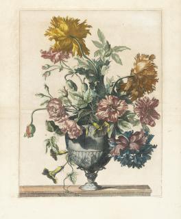 Jean-Baptiste Monnoyer - Blumenbouquet in einer Prunkvase mit zwei Schlangen am Fuß