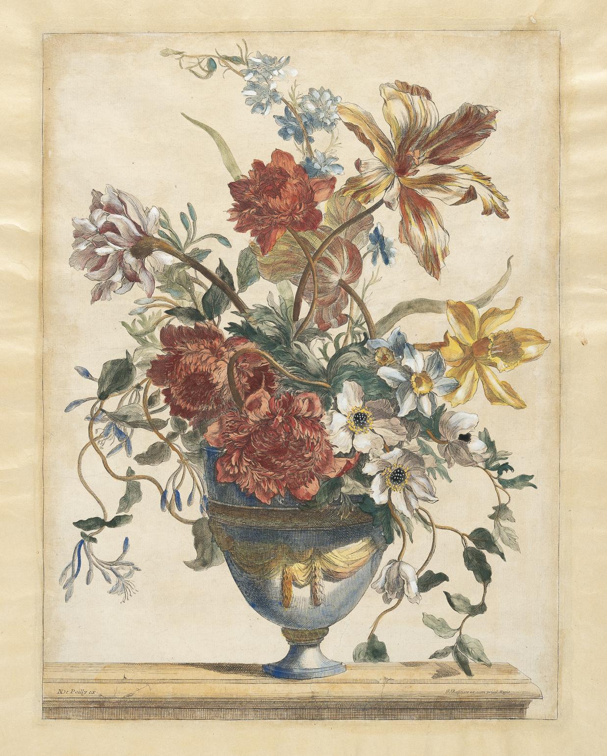 Jean-Baptiste Monnoyer - Blumenbouquet mit Tulpen, Lilien und Narzissen in einer Prunkvase