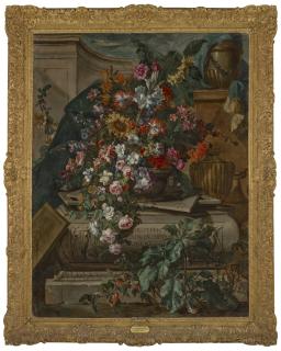 Jean-Baptiste Monnoyer - Flowers in an urn on a sarcophagus