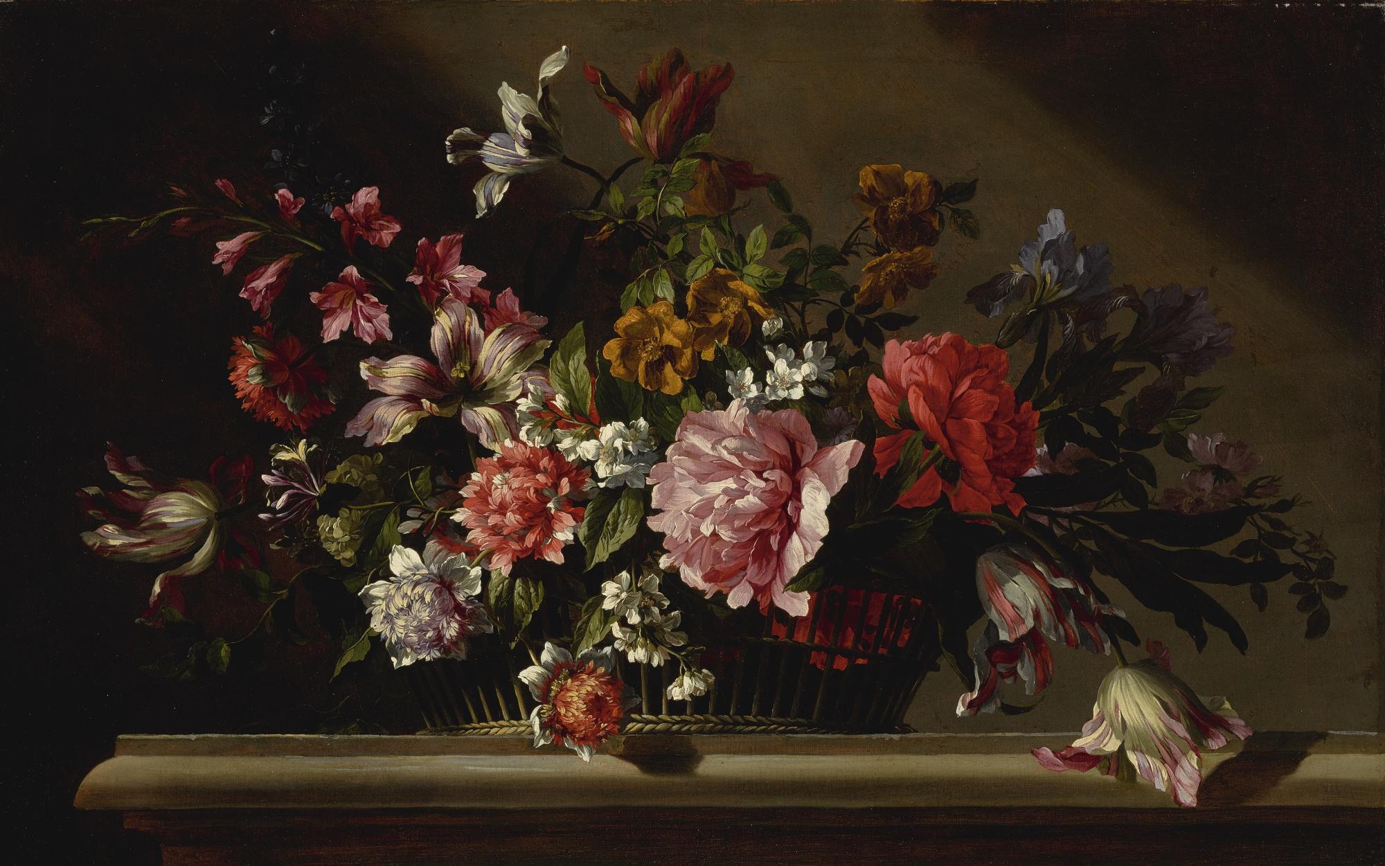 Jean-Baptiste Monnoyer - Still Life Of Flowers In A Basket