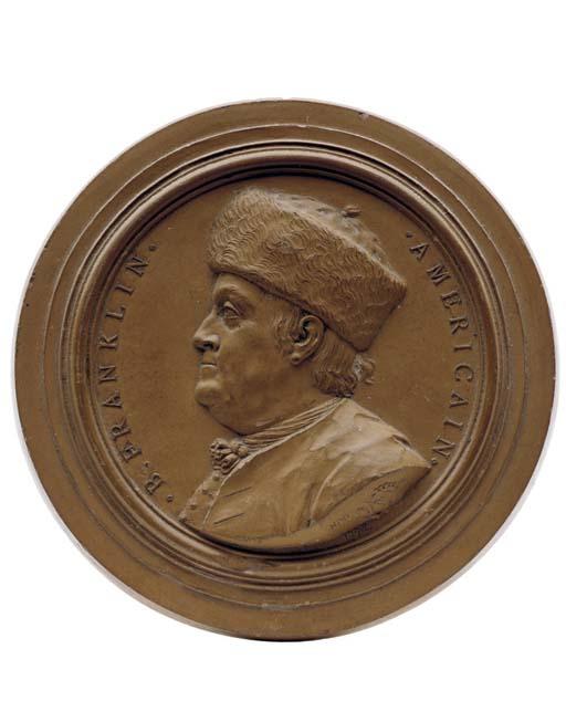 Jean Baptiste Nini - A Terracotta Portrait Medallion of Benjamin Franklin