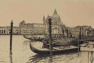Jean-Baptiste Olive - Gondoles Sur Le Grand Canal À Venise, Santa Maria Della Salute À L\'Arrière-Plan
