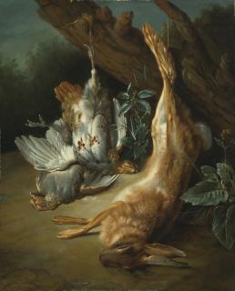 Jean-Baptiste Oudry - A Landscape With A Brace Of Partridges And A Hare