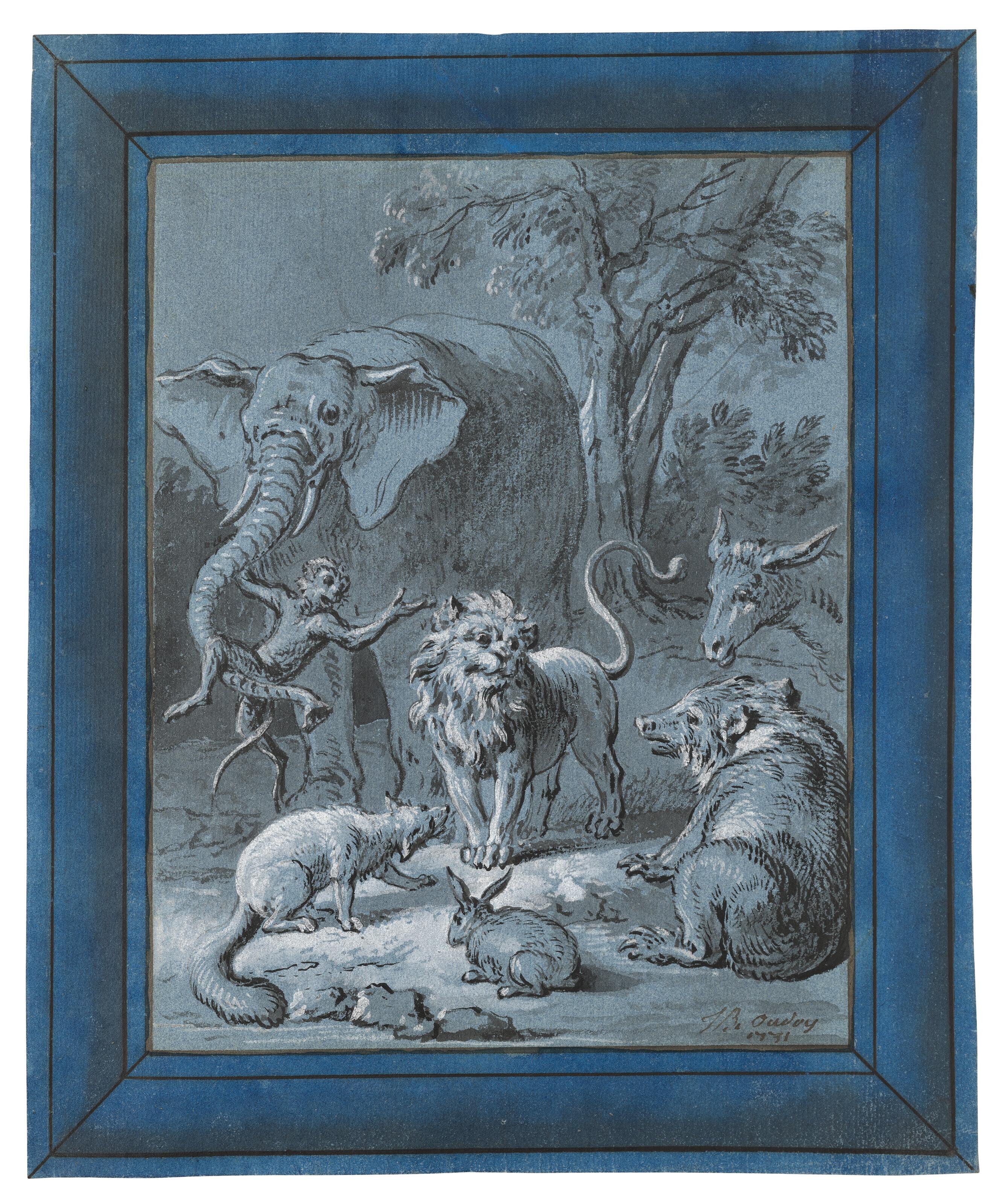 Jean-Baptiste Oudry - Album containing a frontispiece and 138 illustrations for books I to VI of the Fables of Jean de La Fontaine