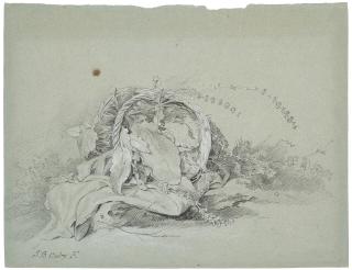 Jean-Baptiste Oudry - An overturned basket of plants and flowers