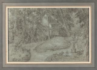 Jean-Baptiste Oudry - Blick auf einen Weg im Park von Arcueil, im Hintergrund eine Kate