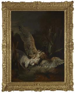 Jean-Baptiste Oudry - Chien Barbet Attrapant Un Butor