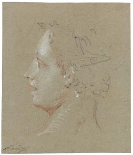 Jean-Baptiste Oudry - Head Of A Woman, Turned In Profile
