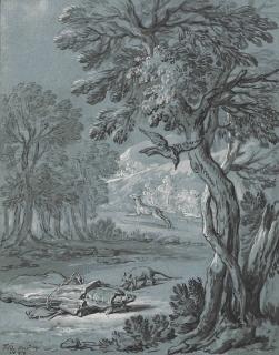 Jean-Baptiste Oudry - Illustration Of One Of The Fables Of Jean De La Fontaine: The Crow, The Gazelle, The Tortoise And The Rat (Iii)