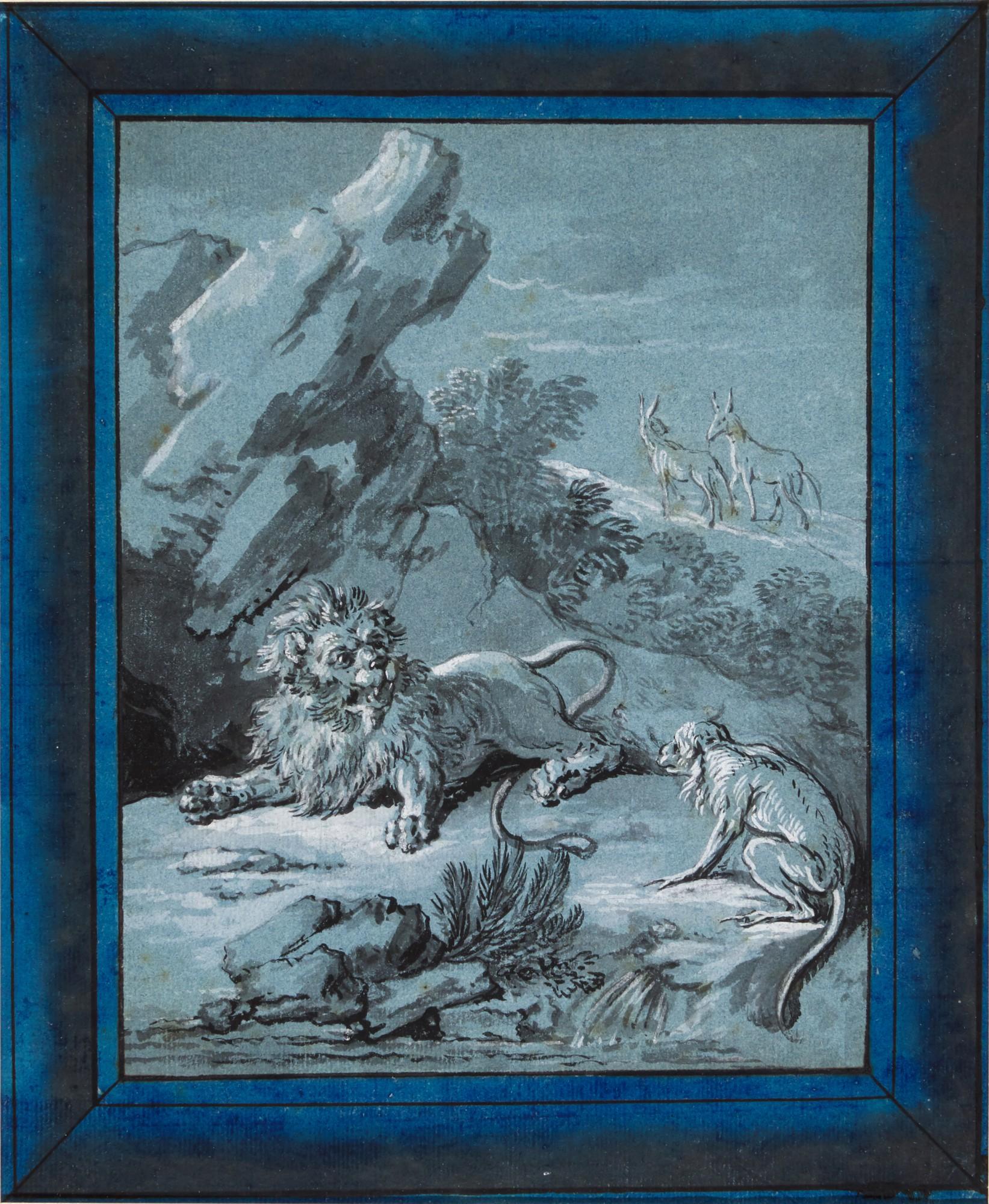 Jean-Baptiste Oudry - Le Lion, Le Singe Et Les Deux Ânes