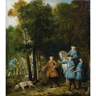 Jean-Baptiste Oudry - Louis Xv Tenant En Laisse Un Limier