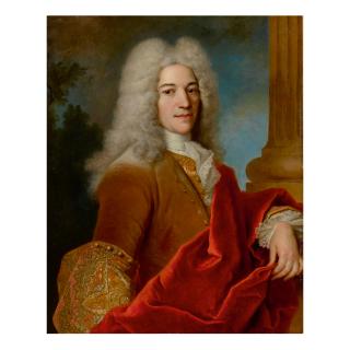 Jean-Baptiste Oudry - Portrait Of A Gentleman, Half Length, In A Powdered Wig, Before A Column