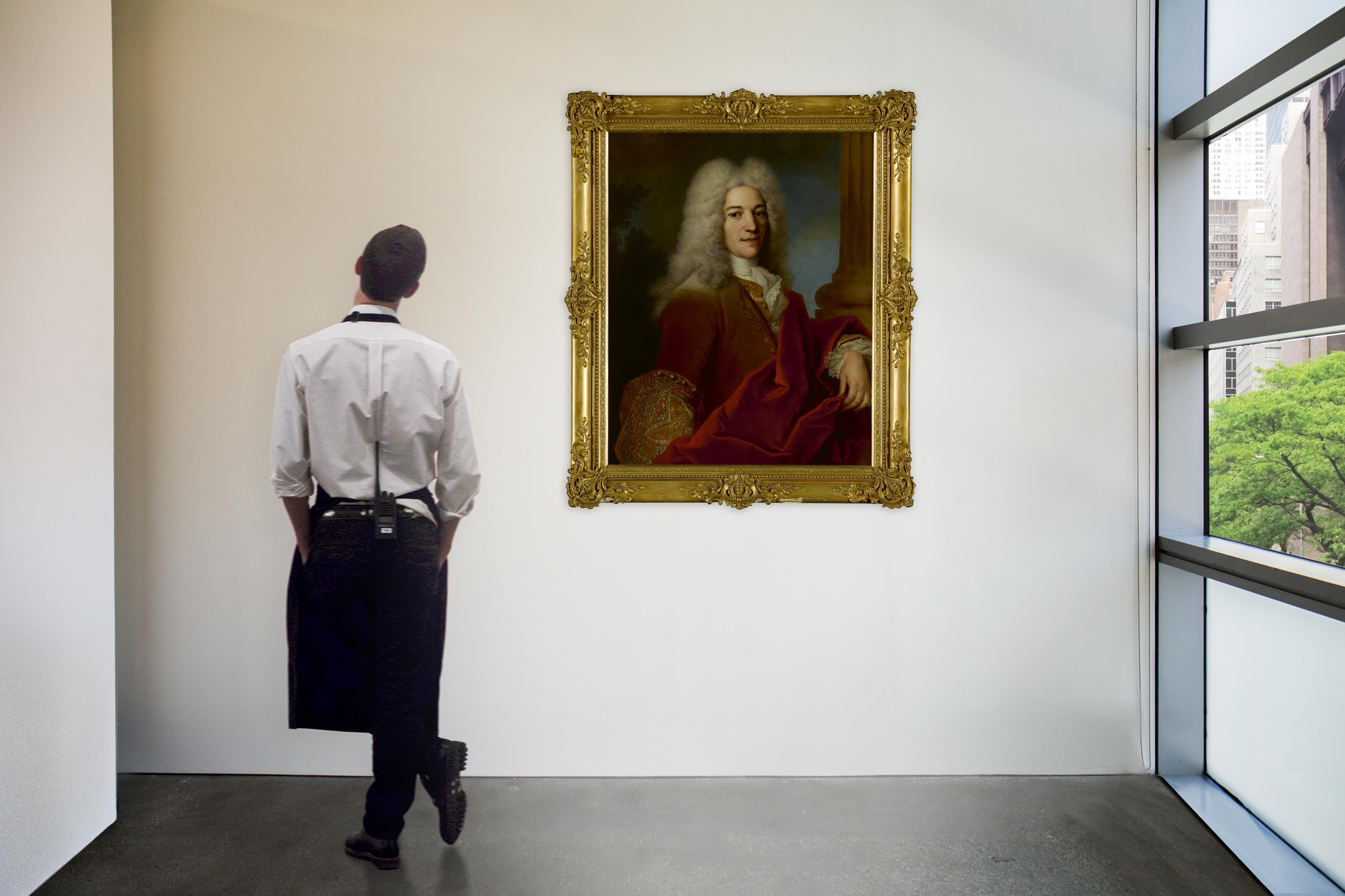 Jean-Baptiste Oudry - Portrait Of A Gentleman, Half Length, In A Powdered Wig, Before A Column