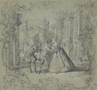 Jean-Baptiste Oudry - Scène De L\'Ecole Des Maris De Molière