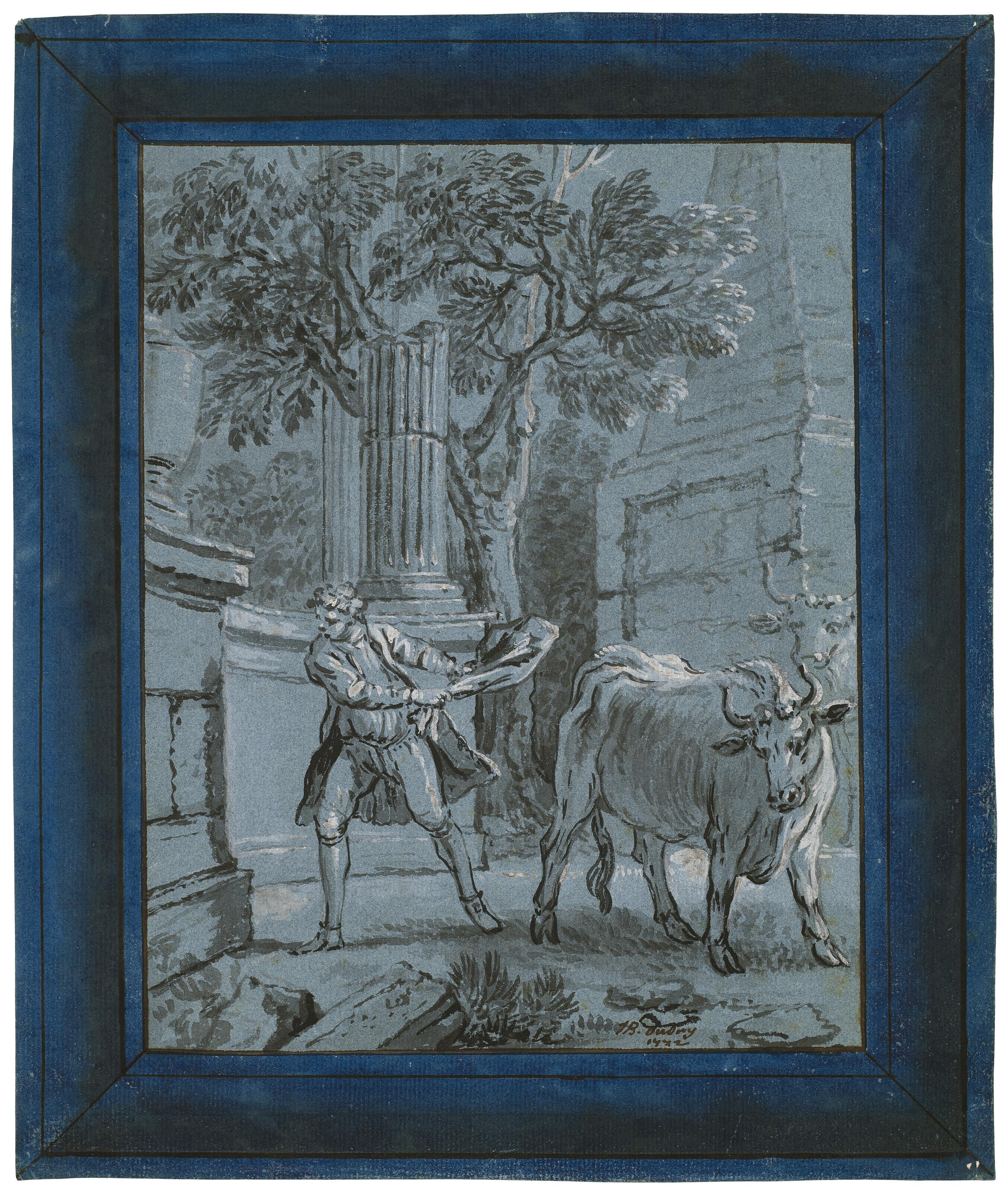 Jean-Baptiste Oudry - The man and the grass snake (Jean de La Fontaine, Fables choisies, book X, fable 1)