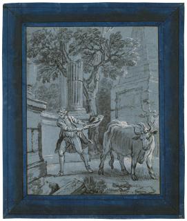 Jean-Baptiste Oudry - The man and the grass snake (Jean de La Fontaine, Fables choisies, book X, fable 1)