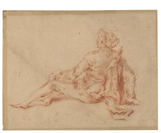 Jean-Baptiste Pater - A reclining man in elegant clothes seen from behind