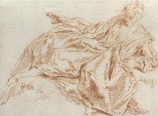 Jean-Baptiste Pater - A reclining woman looking down to the left