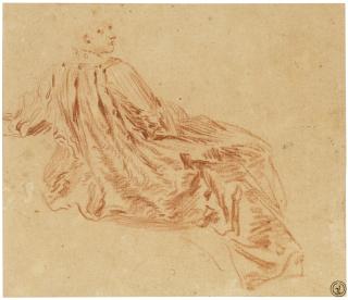 Jean-Baptiste Pater - A Young Lady, Reclining, Seen From Behind, Her Head Turned In Profile