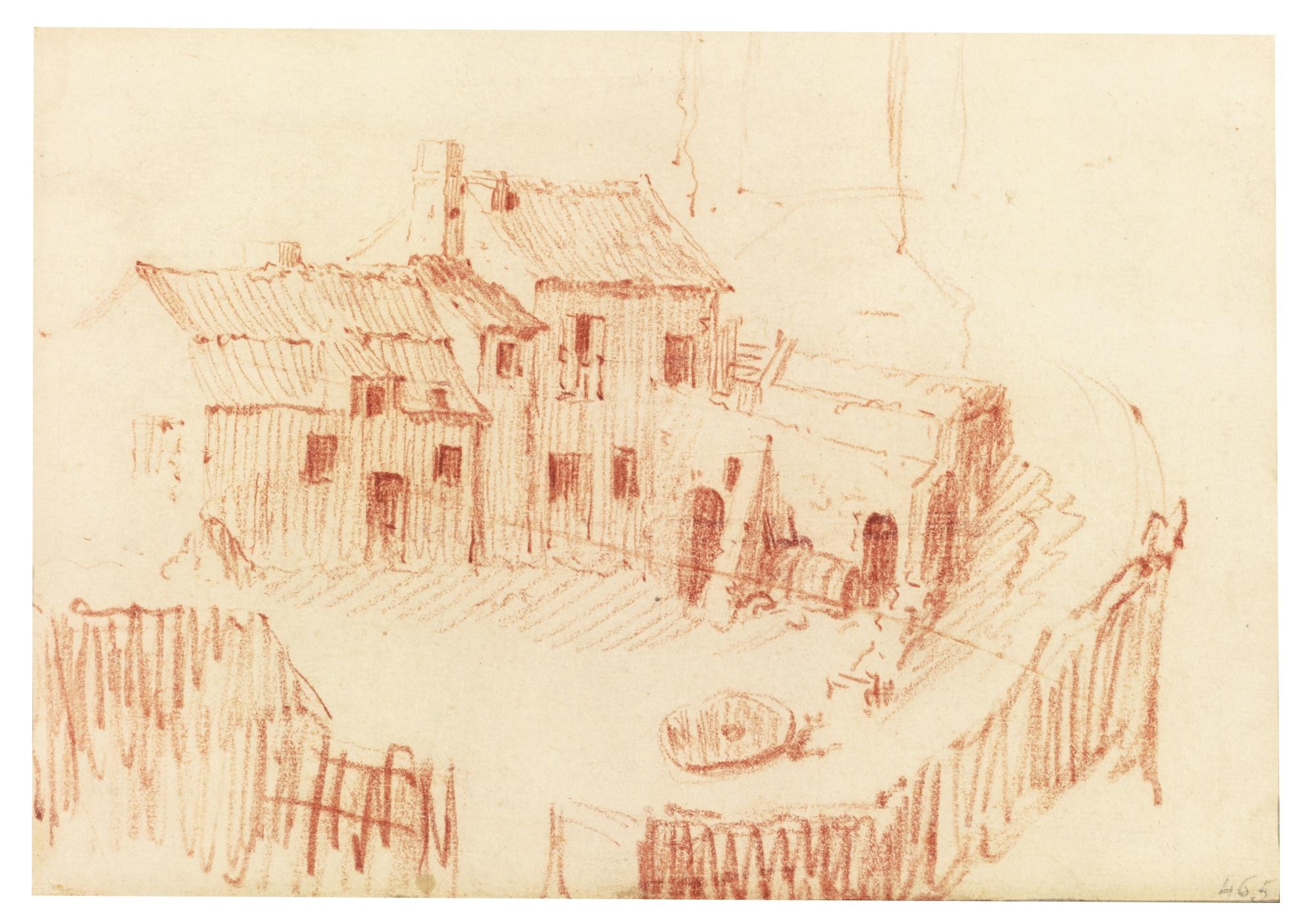 Jean-Baptiste Pater - Recto: Houses In A Courtyard; Verso: Two Sketches Of Women