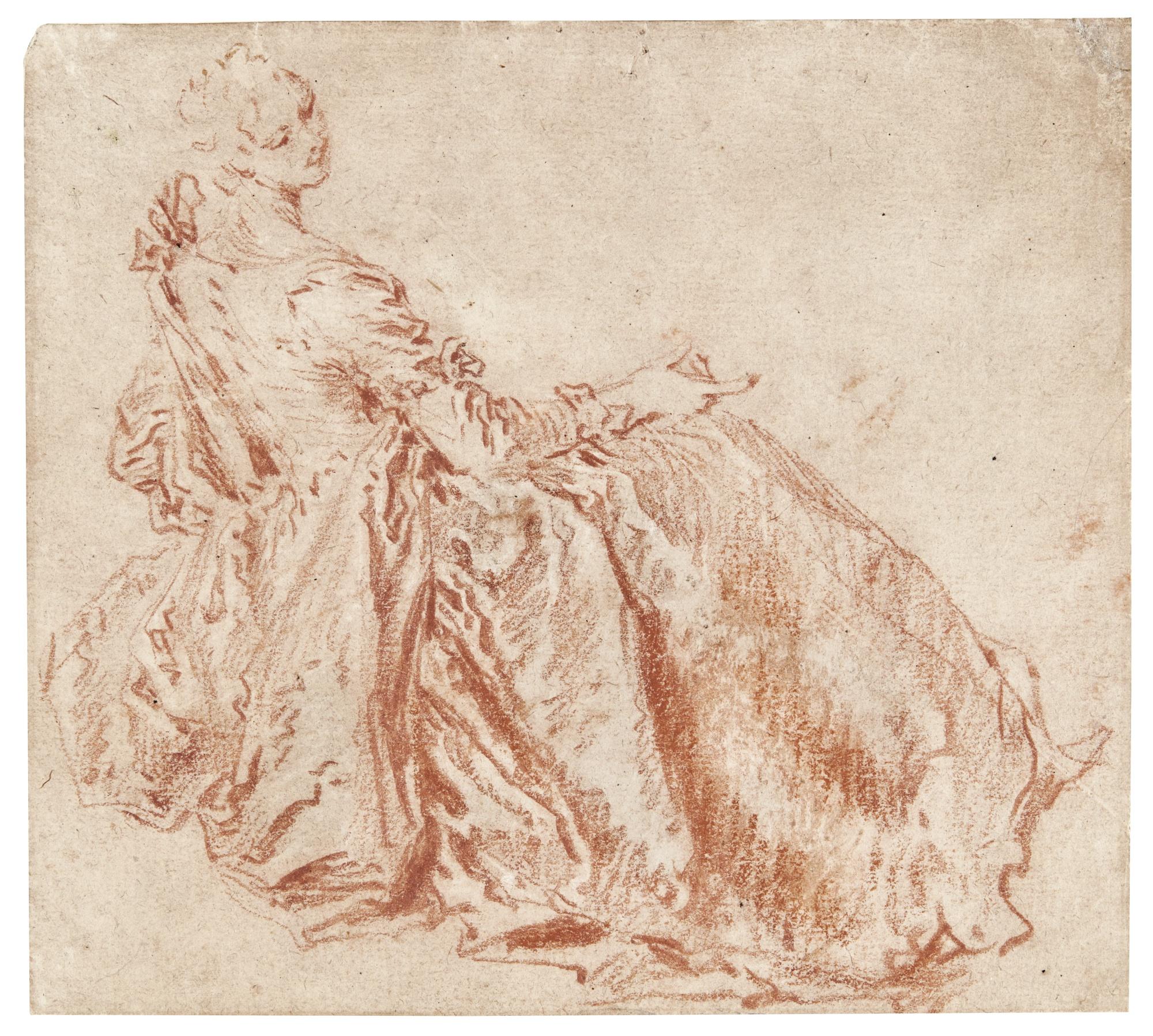 Jean-Baptiste Pater - Recto: Study Of A Seated Woman Verso: Standing Figure Study