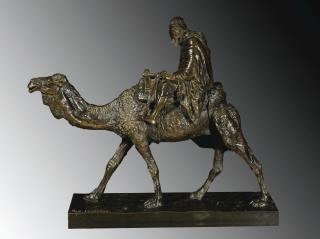 Jean-Baptiste Paul Lazerges - Le Chameliera Gilt-Brown Patinated Bronze Of An Arab On His Camel By Jean-Baptiste Paul Lazerges (1845-1902), Signed Paul Lazerges