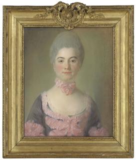 Jean-Baptiste Perroneau - Portrait of a woman with pink ribbons