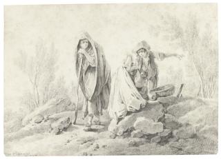 Jean-Baptiste Pillement - A Pair Of Drawings Of Shepherdesses
