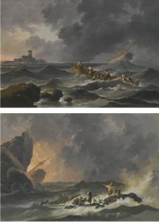 Jean-Baptiste Pillement - Two Shipwreck Scenes