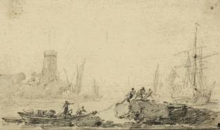 Jean-Baptiste Pillement - Vue d\'un port animé