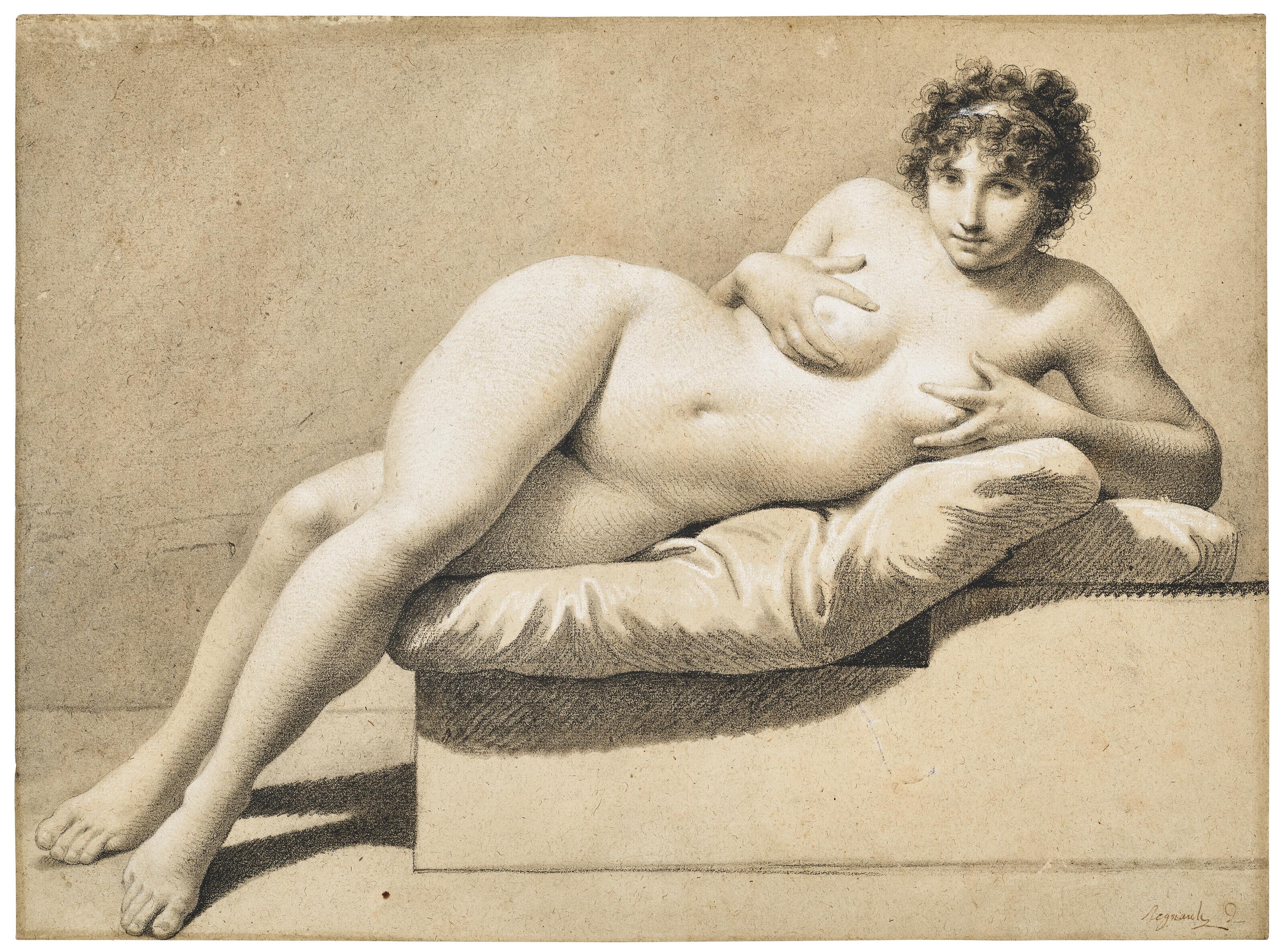 Jean-Baptiste Regnault - A reclining female nude