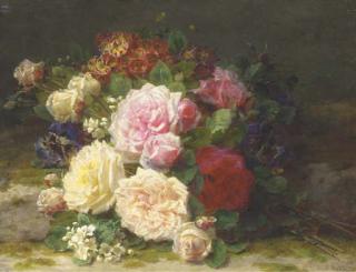 Jean-Baptiste Robie - Still Life of Roses