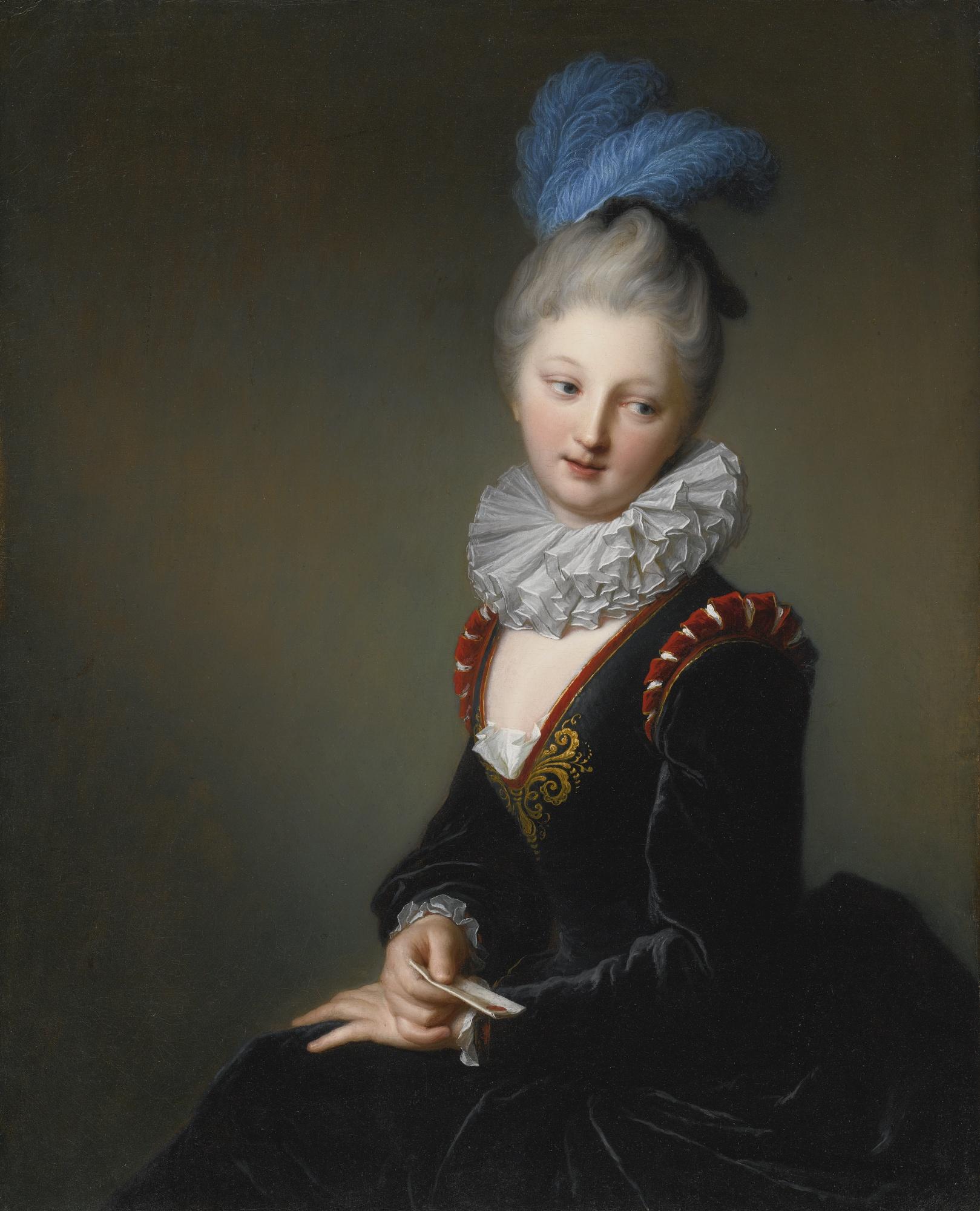 Jean-Baptiste Santerre - Portrait Of A Young Lady With A Letter, Thought To Be Mademoiselle Christine-Antoinette-Charlotte Desmares