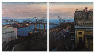 Jean-Baptiste Sécheret - Fin De Journée Sur Le Port De Gênes (Diptych)