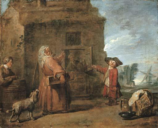Jean-Baptiste-Siméon Chardin - Peasants by a hut in a landscape