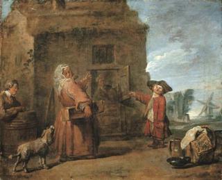 Jean-Baptiste-Siméon Chardin - Peasants by a hut in a landscape