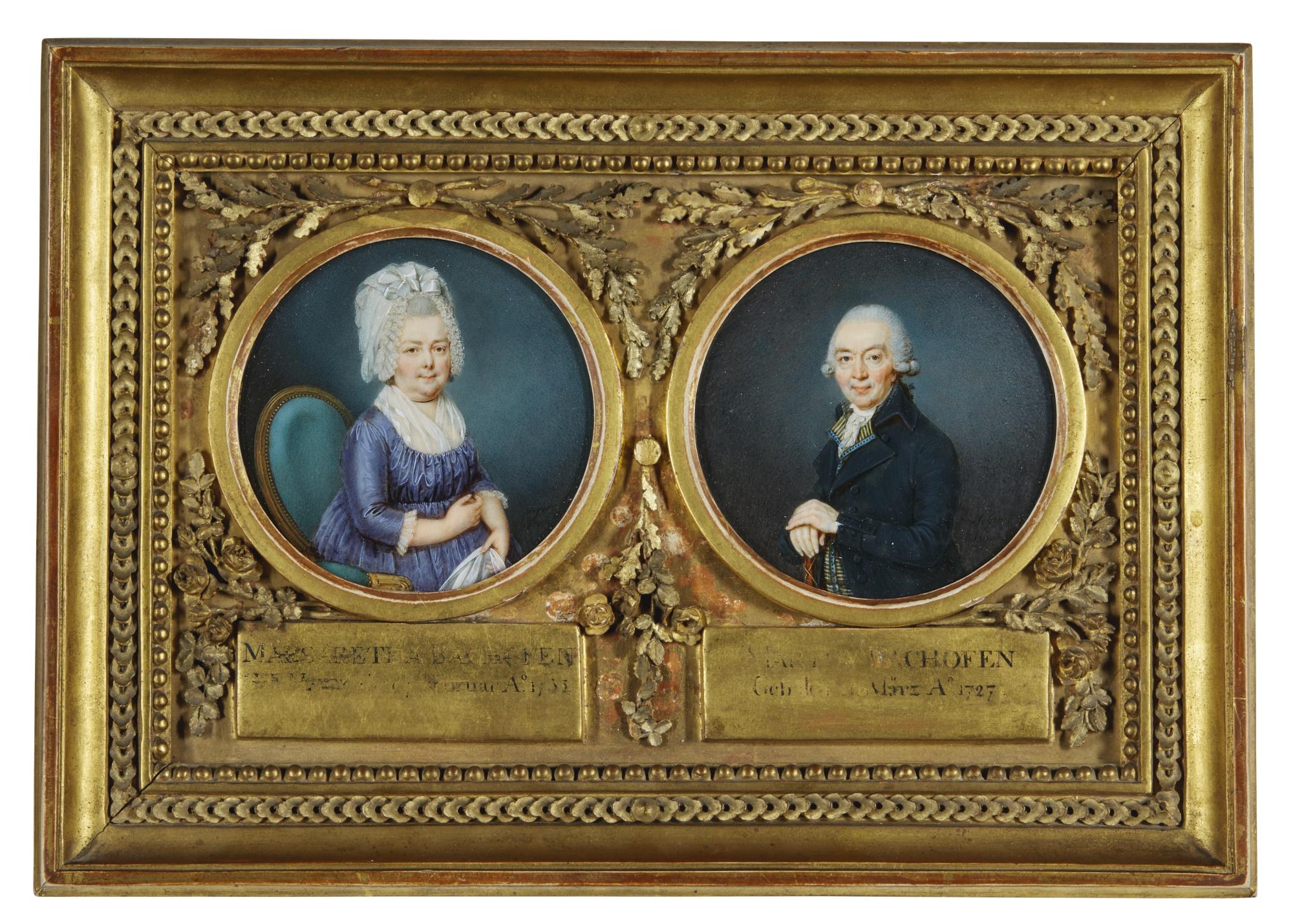 Jean Baptiste Soyer - Portrait Of Margaretha Bachofen-Heitz (1735-1819) And Her Husband Martin Bachofen (1727-1814)