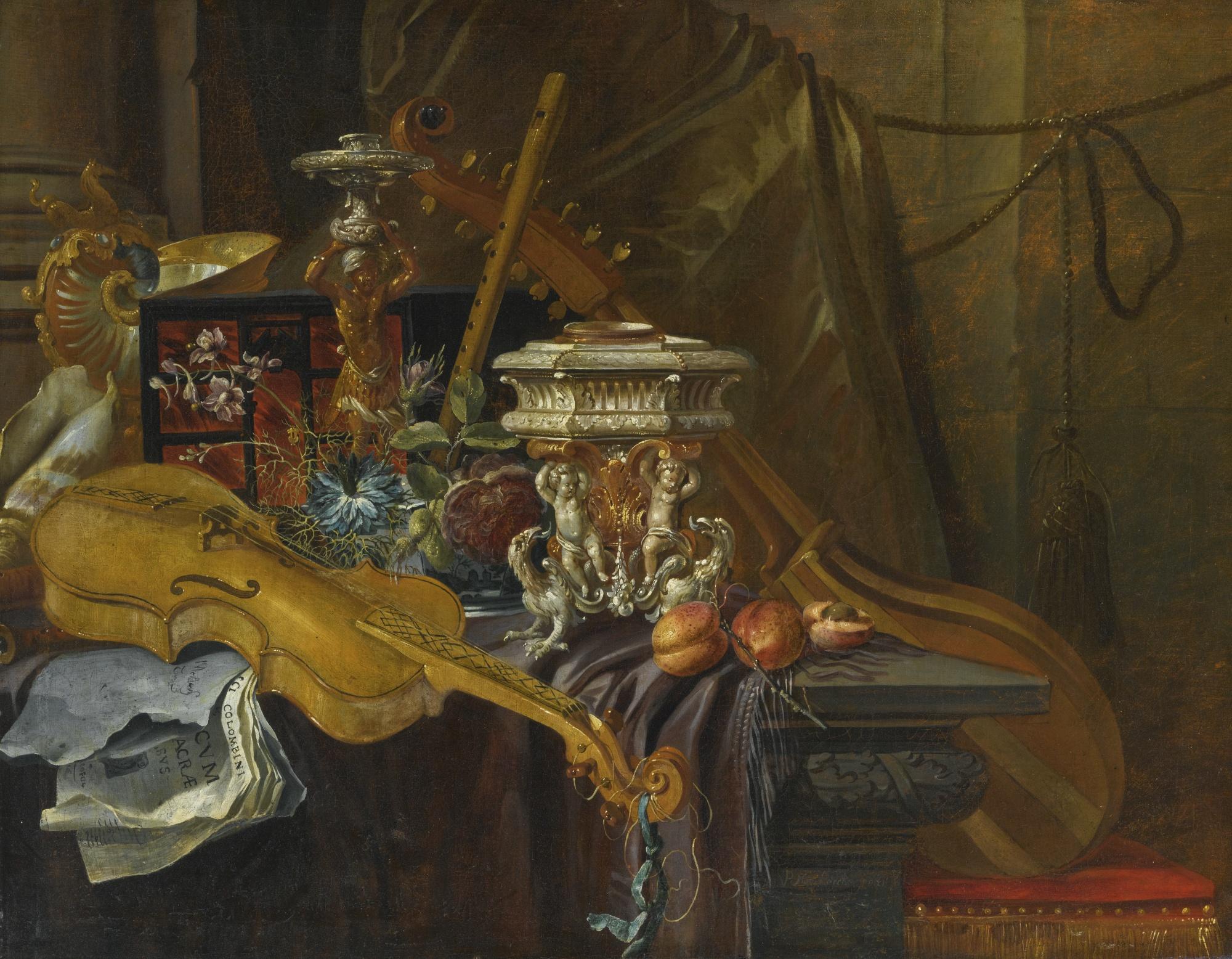 Jean-Baptiste Van Moerkercke - Still Life With Musical Instruments