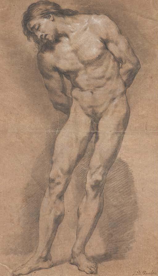 Jean-Baptiste Vanloo - Académie d\'homme, la tête penchée vers la gauche