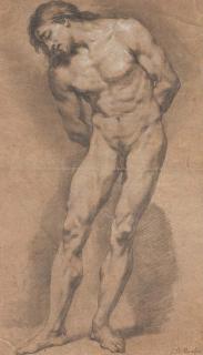 Jean-Baptiste Vanloo - Académie d\'homme, la tête penchée vers la gauche