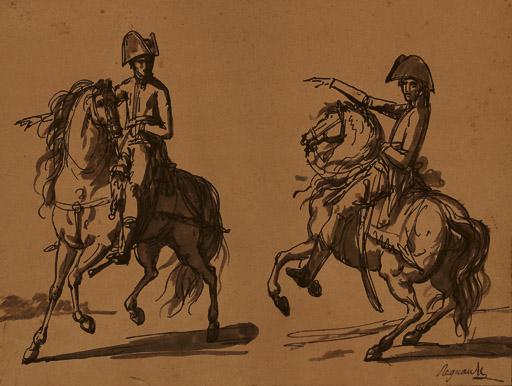 Jean-Bastiste Regnault - Two studies of Napoleon Bonaparte mounted on a charger