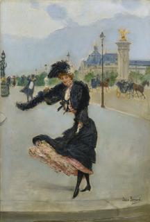 Jean Béraud - Elegante Devant Le Grand Palais Sur Le Pont Alexandre Iii
